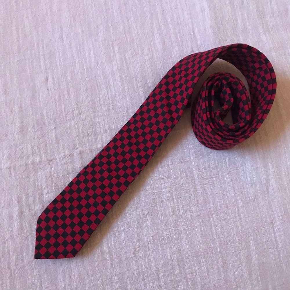Bond Street Exit Black and Red Check Silk Tie